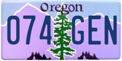 OR license plate 074GEN