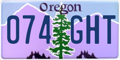 OR license plate 074GHT