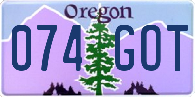 OR license plate 074GOT