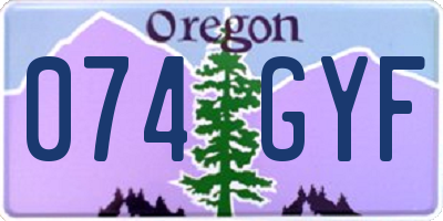 OR license plate 074GYF