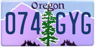 OR license plate 074GYG