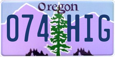 OR license plate 074HIG