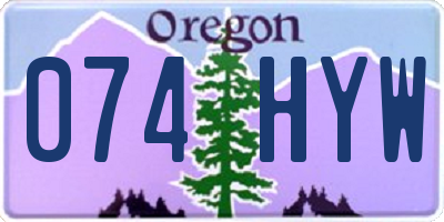 OR license plate 074HYW