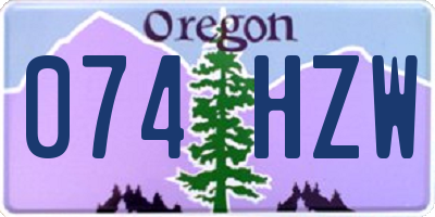 OR license plate 074HZW
