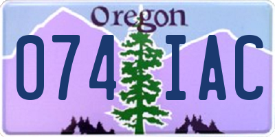 OR license plate 074IAC
