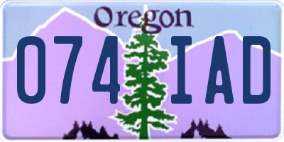 OR license plate 074IAD
