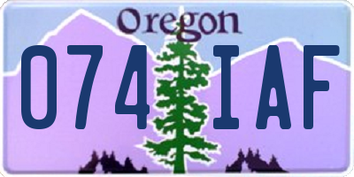 OR license plate 074IAF