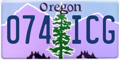 OR license plate 074ICG