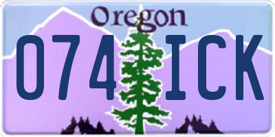 OR license plate 074ICK