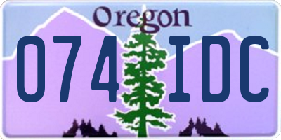 OR license plate 074IDC