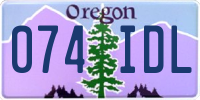 OR license plate 074IDL