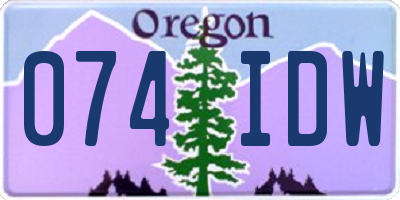 OR license plate 074IDW
