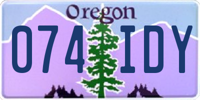OR license plate 074IDY