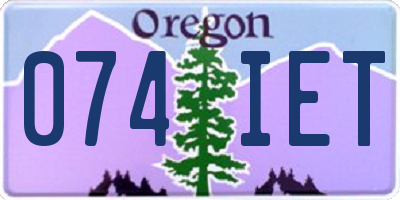 OR license plate 074IET