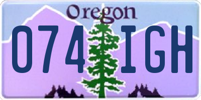 OR license plate 074IGH