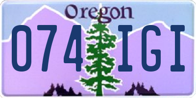 OR license plate 074IGI