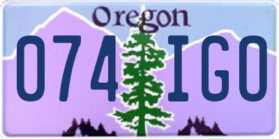 OR license plate 074IGO