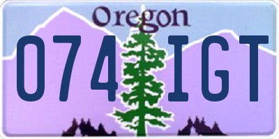 OR license plate 074IGT