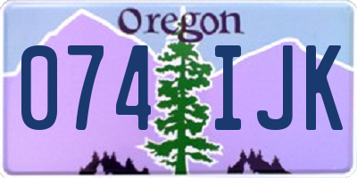 OR license plate 074IJK