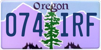 OR license plate 074IRF