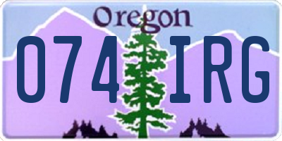 OR license plate 074IRG