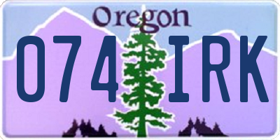 OR license plate 074IRK
