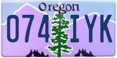 OR license plate 074IYK