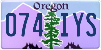 OR license plate 074IYS