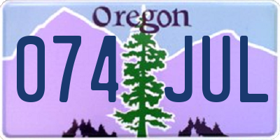 OR license plate 074JUL
