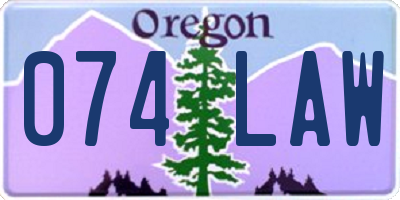 OR license plate 074LAW