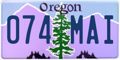 OR license plate 074MAI