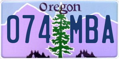OR license plate 074MBA