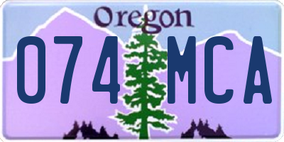 OR license plate 074MCA