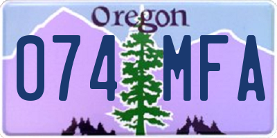OR license plate 074MFA
