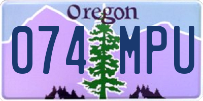 OR license plate 074MPU