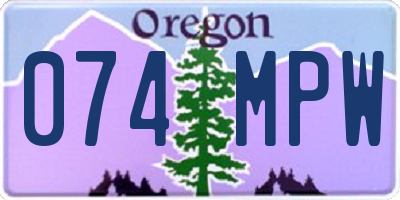 OR license plate 074MPW