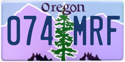 OR license plate 074MRF