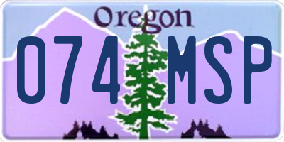 OR license plate 074MSP
