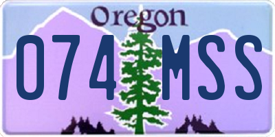 OR license plate 074MSS