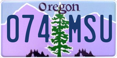 OR license plate 074MSU