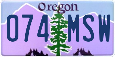 OR license plate 074MSW