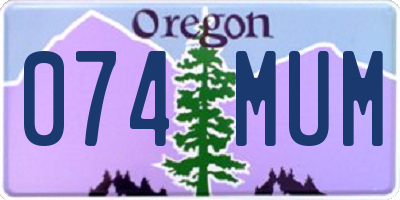 OR license plate 074MUM