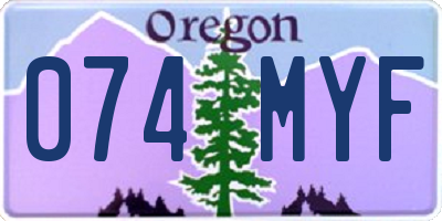 OR license plate 074MYF