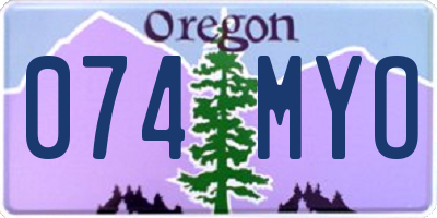 OR license plate 074MYO