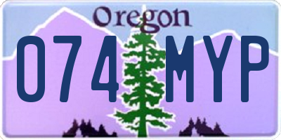 OR license plate 074MYP