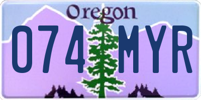 OR license plate 074MYR