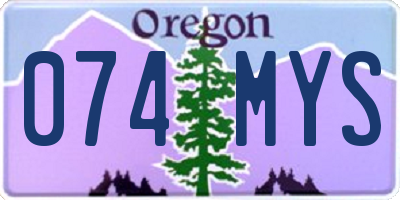 OR license plate 074MYS