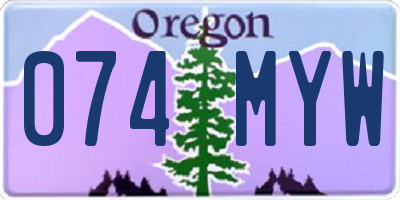 OR license plate 074MYW