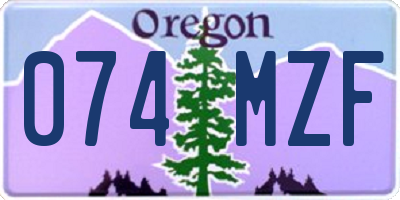 OR license plate 074MZF
