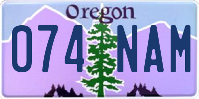 OR license plate 074NAM